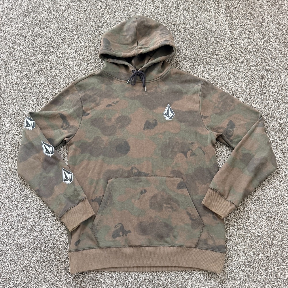 Volcom Deadly Stones Men's Hoodie Camo Pullover Sweatshirt Size L Fleece Cotton